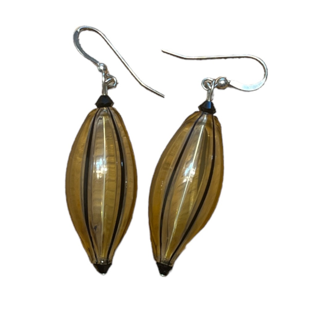 Tan Tinted Blown Glass Earrings